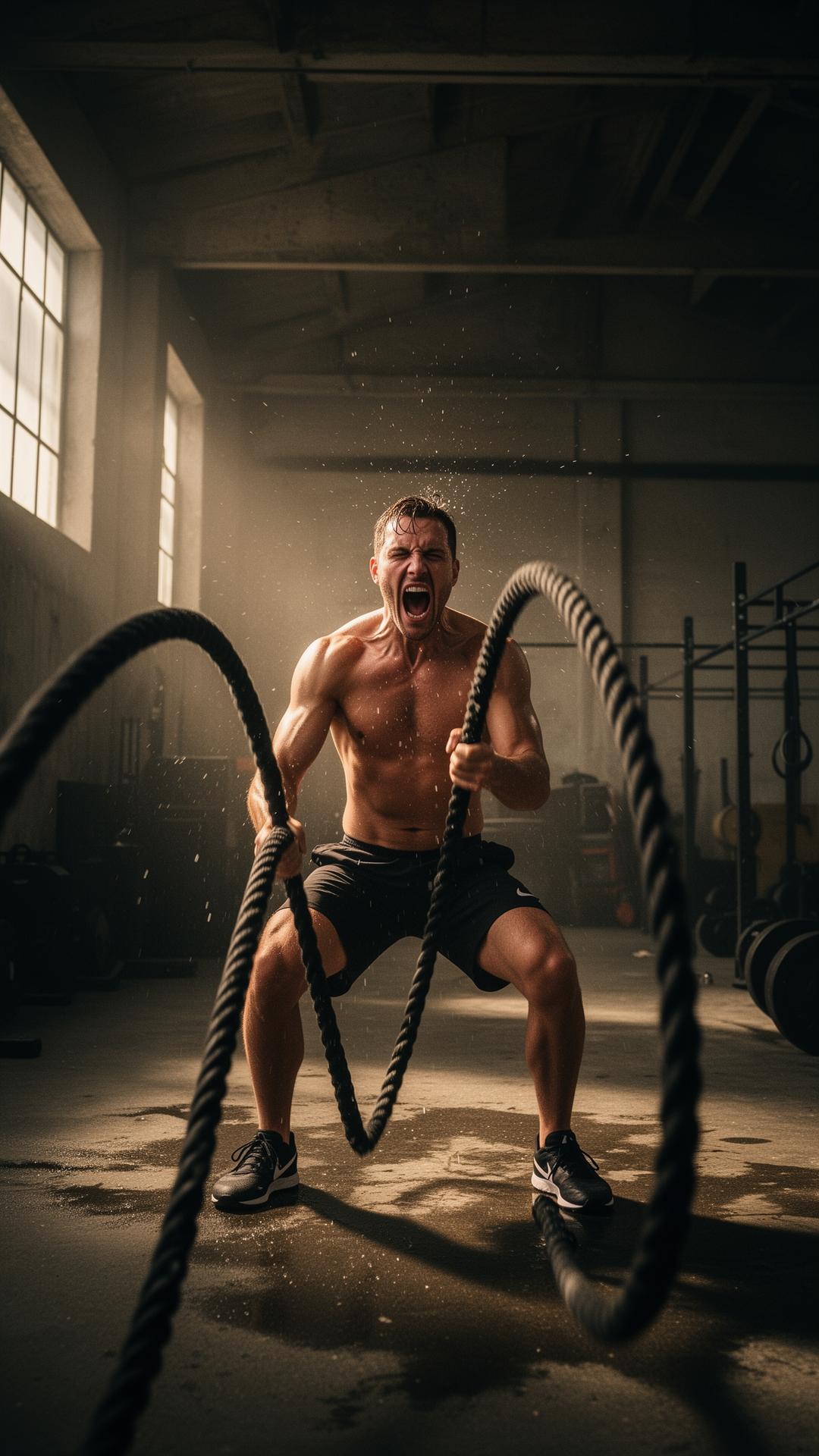 Chalked hands gripping a heavy barbell